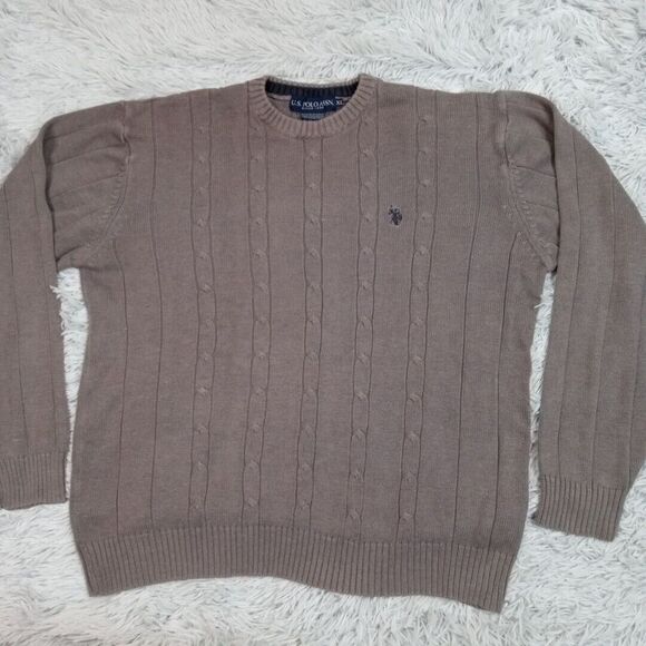 U S. Polo‎ Assn. Sweater Mens XL Gray Preppy Cotton Comfort Cozy Casual - Picture 1 of 8